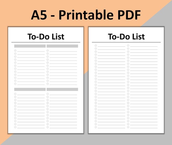 To Do List Printable To Do List Planner for Filofax A5 Kikki