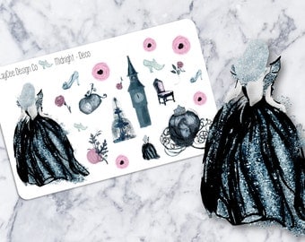 Midnight Princess Deco / Planner Stickers / Scrapbook / Fits Erin Condren & MAMBI / Kikki K / FiloFax