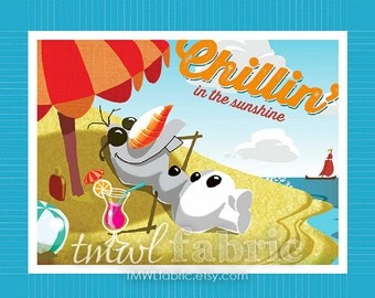 Woven Fabric - Disney Frozen Olaf Chillin Panel - Panel