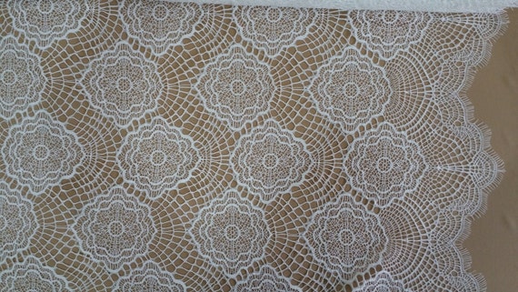 Ivory lace fabric, Evening dress lace, Gorgeous Ivory alencon Lace Fabric