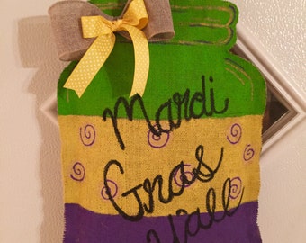 Mardi Gras door hanger/mason jar wreath