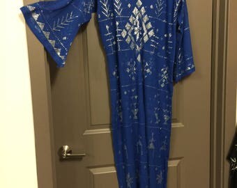Modern Dress/Galabeya Dress -Gorgeous Blue and silver