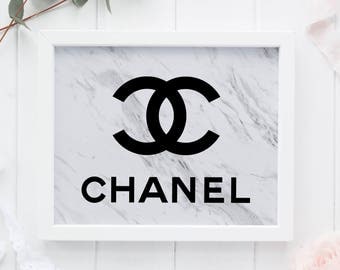 Marble Coco Chanel, Tumblr Room Decor, Chanel Wall Art, Marble Fashion Print, Minimalist Poster, Coco Chanel Printable, Coco Chanel Logo Art