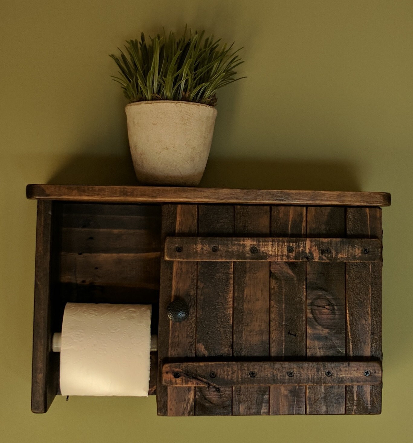 Toilet Paper Holder & with Shelf made from Rustic