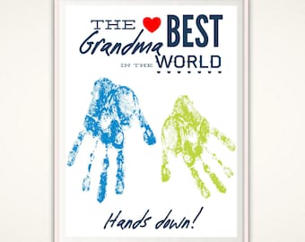 Mothers Day Gift for Grandma, Mothers Day Print from GrandKids, PRINTABLE Personalized Handprint Art, Grandma Gift, DIY DIGITAL, Gift Ideas