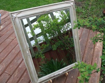 CHATEAU GREY framed mirror,decorative wall mirror,up-cycled framed mirror,wooden framed mirror,molding decoration,country cottage,home decor