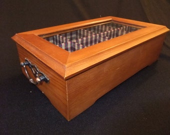 wooden tea box with glass lid