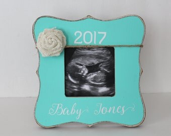 Ultrasound Frame, Pregnancy Announcement Picture Frame, New Baby Photo Frame, Gender Reveal Frame, Rustic Picture Frame