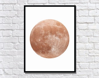 Copper full moon matte poster typography print art home