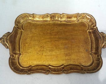 Antique gumps made in italy gold guilded wood tray