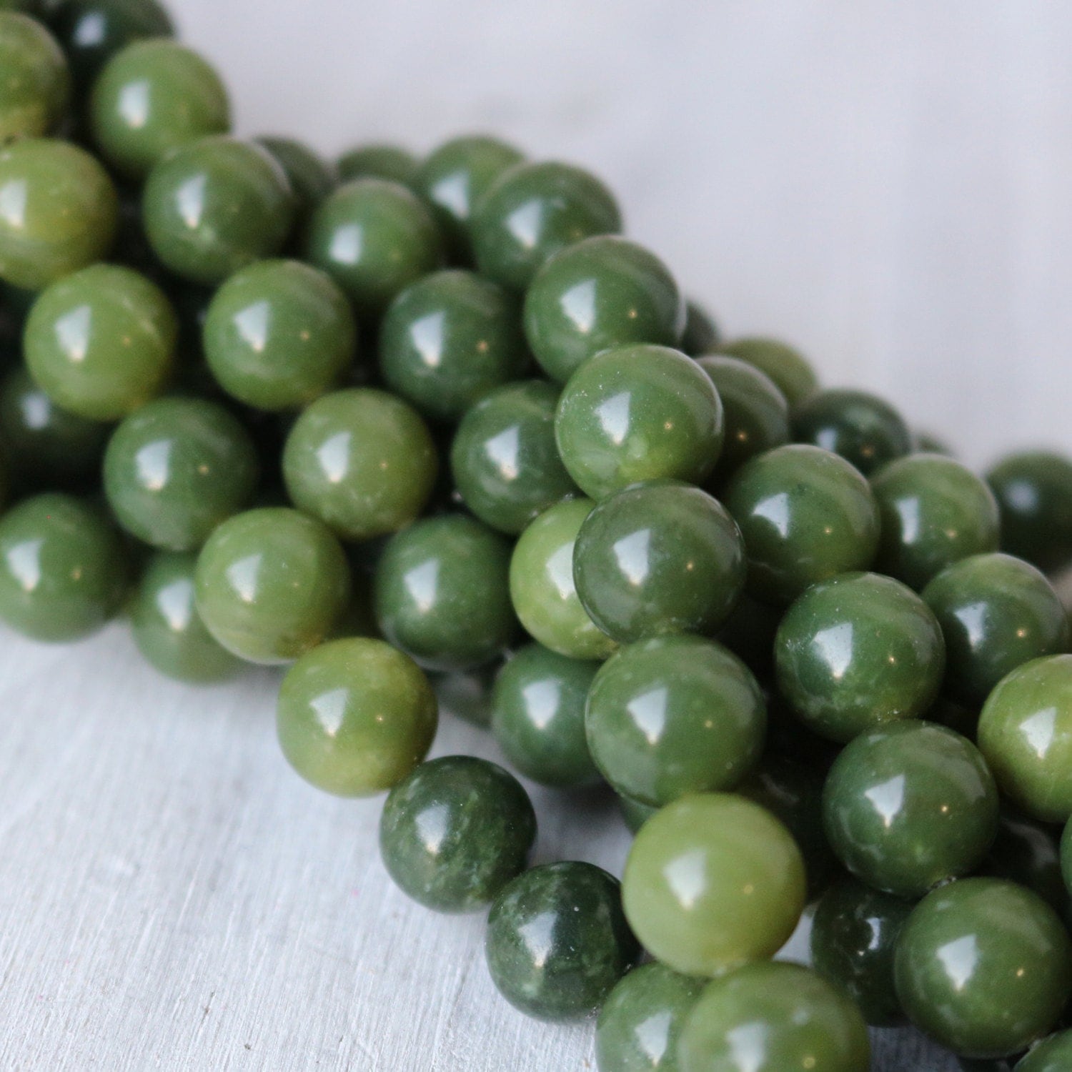 10mm Canadian Jade Canadian Jade Beads Green Jade Nephrite