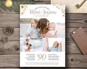 Summer Mini Session for Photographer, Photography Mini Session Marketing Board, Summer Photography Template Card - INSTANT DOWNLOAD MS023