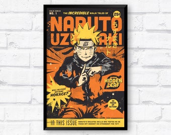 Naruto Uzumaki Vintage Manga Comic Book Ninja Art Poster Anime Print
