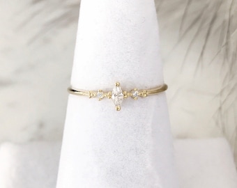 Marquise Crystal Ring, Minimalist ring, Crystal ring, stackable ring, Statement ring, thin gold ring, stacking ring, dainty ring, thin ring