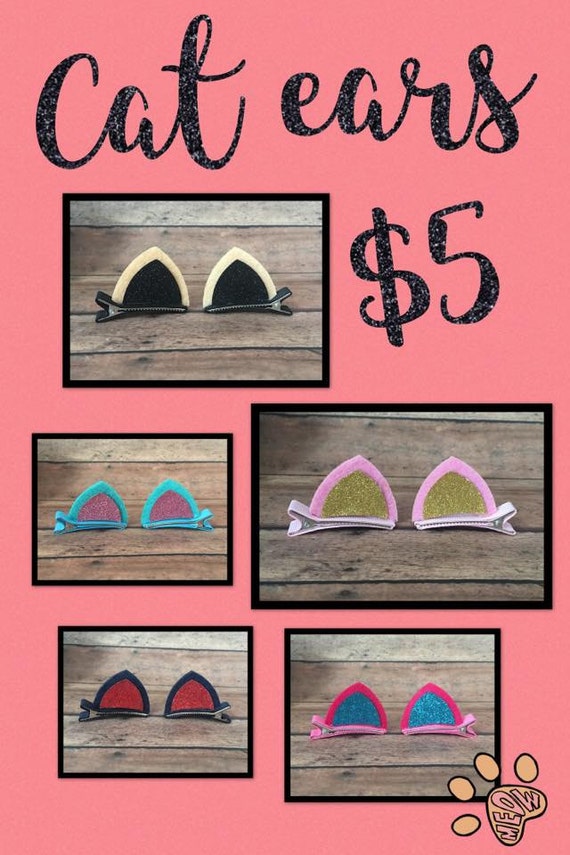 Cat Ears Cat or Animal Hair Clips Set of 2