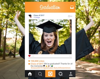 Graduation Instagram Frame Photo Booth Prop, Bespoke Design, Personalised Frame, Digital Download, Instagram Photo Prop, University, College
