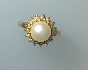 vintage pearl and seed pearl ring