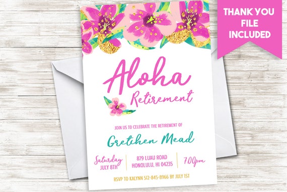 Retirement Invitations Hawaiian 2