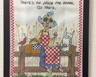 Maxine Counted Cross Stitch There's No Place Like Home. Go There. Shoebox Hallmark.