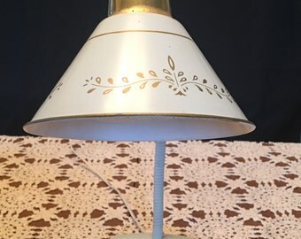 Vintage Gooseneck Lamp / Vintage Keystone Lamp / White Gooseneck Lamp