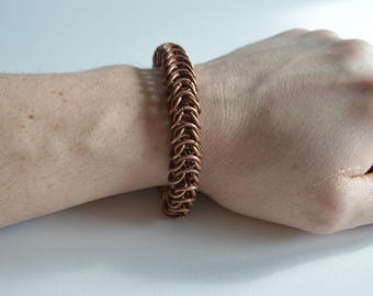 copper bracelet unique jewelry metal bracelet chainmaille jewelry copper gifts unisex bracelet gift bracelet hand bracelet box braid