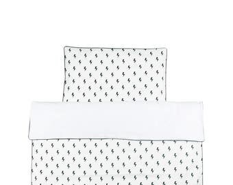 Monochrome Baby Bedding / Black And White Crib Bedding Set / Lighting Bolts Duvet / Monochrome Nursery / Baby Duvet Cover / Baby Pillowcase