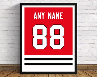 Chicago Blackhawks | Custom Jersey Back | 11" x 14" / 16"x 20" Art Print | Perfect Gift for Hockey Lovers