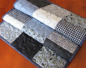 Blue Quilted Table Runner, Navy Blue Table Runner, Quilted Navy Blue Table Runner, Handmade Table Runner, Blue Table Topper, Baby Blue