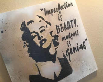 Marilyn Monroe Quote Artwork/Painting, Wall Art, Black and Gold