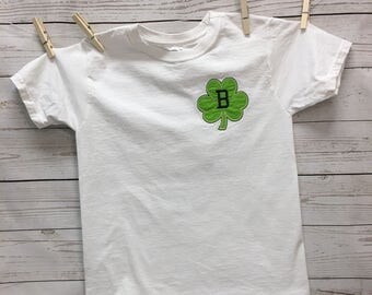 Kids St. Patrick's Day Shirts, Personalized St. Patrick's Day Shirts, Boys Shamrock Shirt, Shamrock Appliqué, Girls Shamrock Shirt, clothing