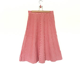 Vintage Red and White Plaid Skirt // 1970s