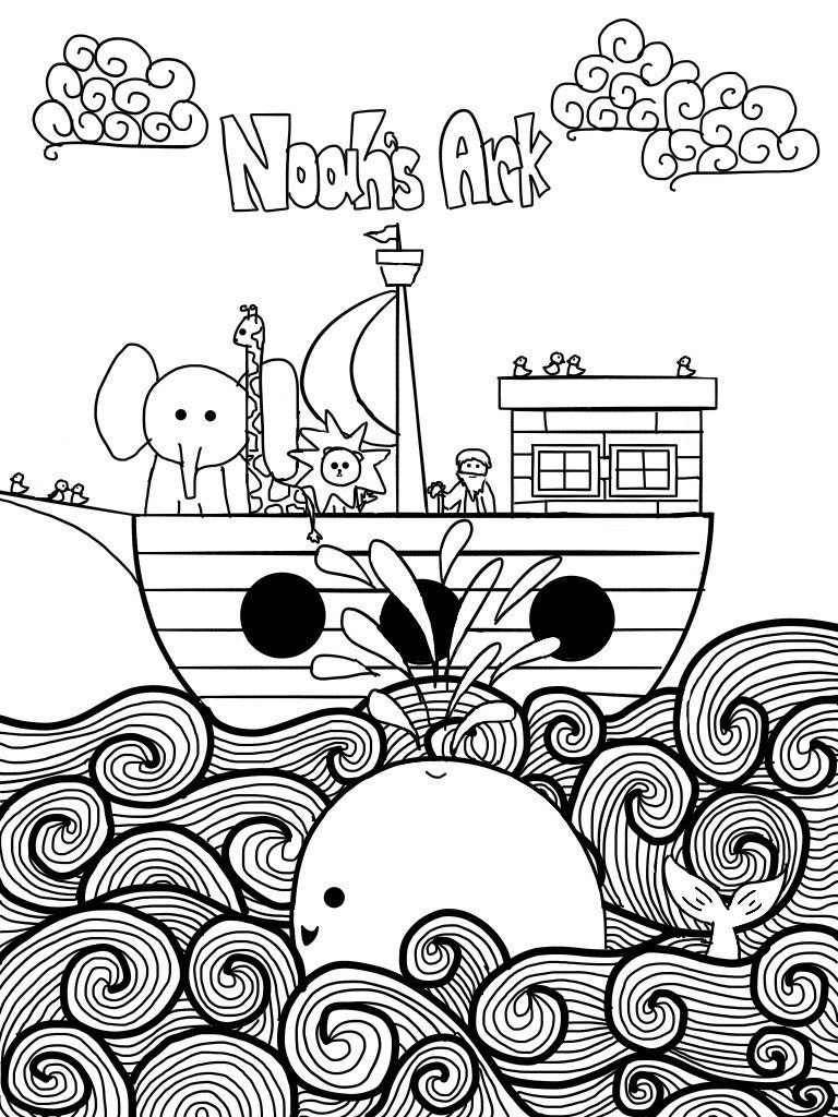 Noah39s Ark Printable Coloring Page for Children by