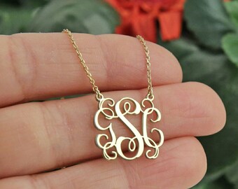 Personalized Monogram Necklace-Gold Necklace-Personalized Necklace-Personalized Jewelry- Monogram Jewelry-Bridesmaid Gift