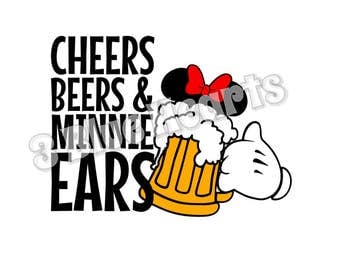 Cheers Beers and Minnie Ears svg studio dxf pdf jpg, Minnie