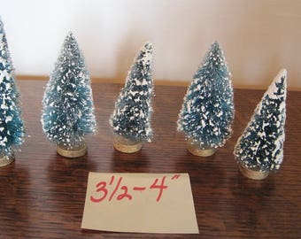 Bottle Brush Christmas Trees, 5 Bottle Brush Trees, 3.5”-4” Xmas Trees