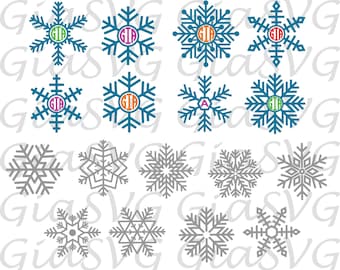 Snowflakes Monogram svg, winter snowflakes clipart svg, ready to cut files for Cricut, Silhouette etc, also in png, eps & DXF format