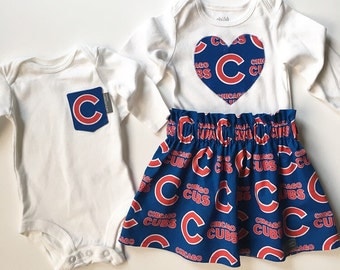 Chicago Cubs Onesie, Cubs Pocket Onesie, Cubs Skirt and Onesie, Baby Cubs Fan, Baby Boy, Baby Girl, Chicago Cubs Burp Cloths, Baby MLB Gift