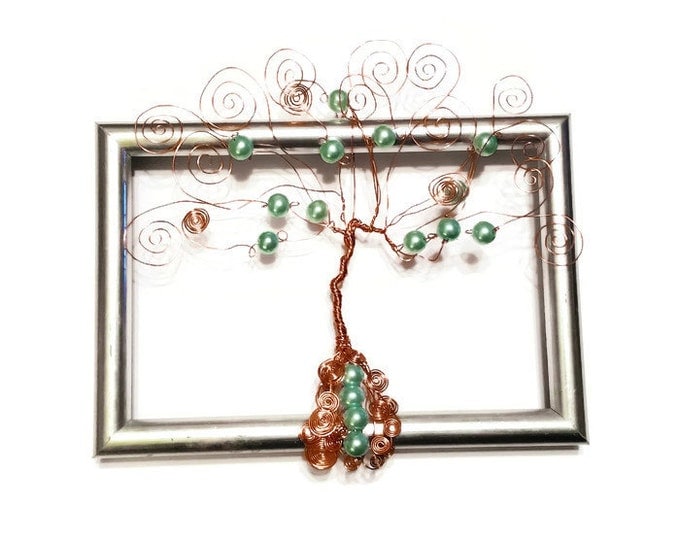Copper and Swarovski Pearl Tree of Life Wall Hanging Frame