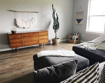 Boho Wall Hanging, wall hanging, indigo hanging, yarn Garland, birch branch, white wall hanging, yarn tassels, crib mobile, nursery wall art