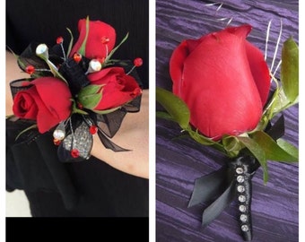 Custom made prom corsage and boutonnière set