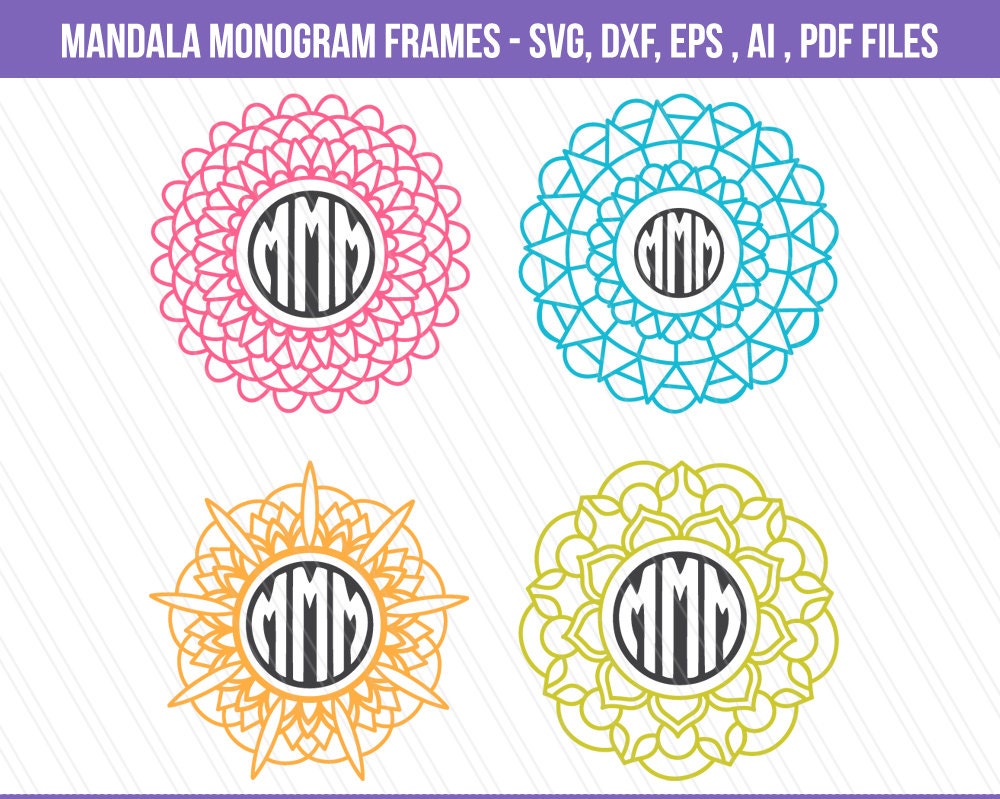 Download Mandala SVG cutting file, DXF, Mandala monogram frames ...