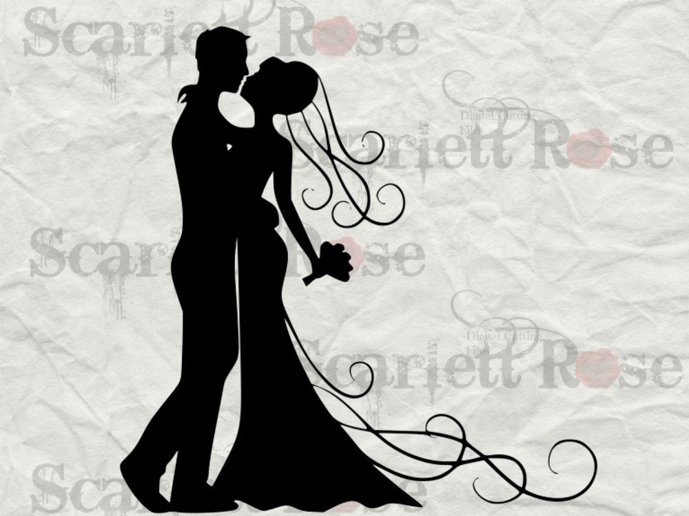 Download Bride and Groom Silhouette Wedding SVG cutting file clipart in svg, jpeg, eps and dxf format for ...