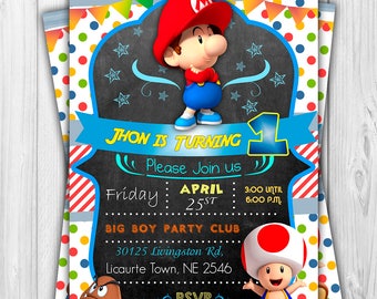 Digital invitation for Baby Mario Bross's Birthday.