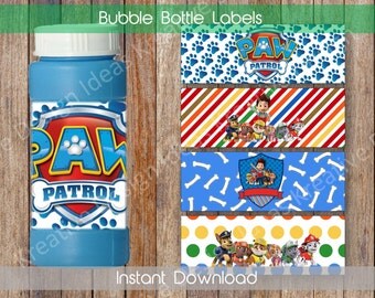 Paw Patrol Bubble Bottle Labels Paw Patrol Bubble Bottle Labels Paw Patrol Party Printables Theme Birthday Party - INSTANT DOWNLOAD