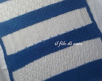 Cover cot-white and blue striped cotton