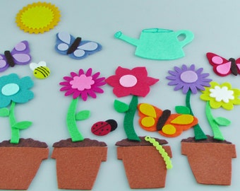 Handmade Felt Board Flower Set, Felt Flower Flannel Board Story, Pretend Play Felt Garden Quiet Activities, Felt Flower Toy Preschool Gift