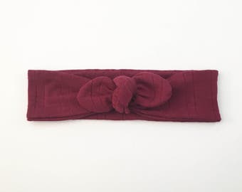 Top Knot Headband - Maroon Headband - Top Knot Head Band - Baby Hair Band - Baby Head Band - Baby Head Wrap - Hair Accessories