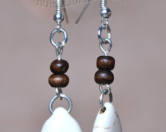 Natural stone earrings, silver