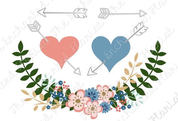 Download Floral Laurel SVG Hearts and Arrows cutting files Flower