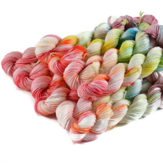 Mini Skeins Hand Dyed Yarn Sock Weight Superwash Merino